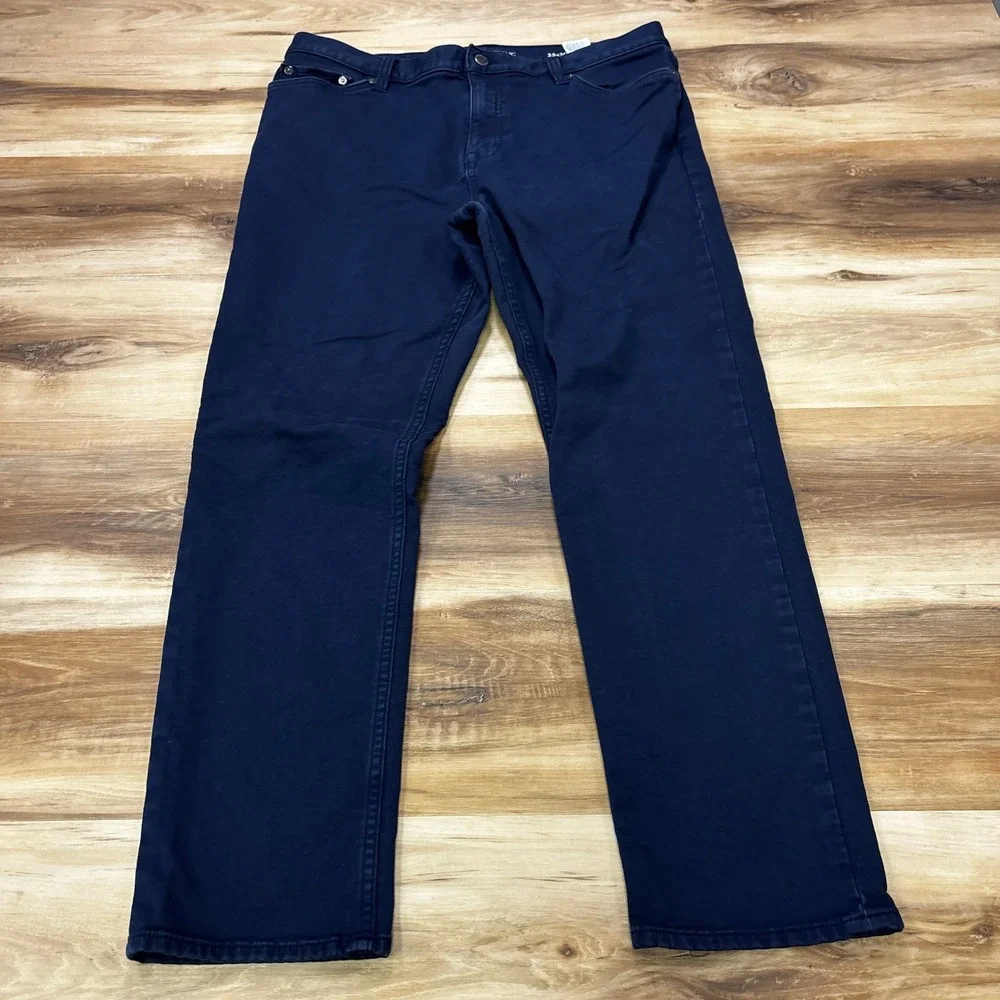 Banana Republic Traveler Pants 35x30 Slim Fit Chino Navy Blue Cotton Stretch